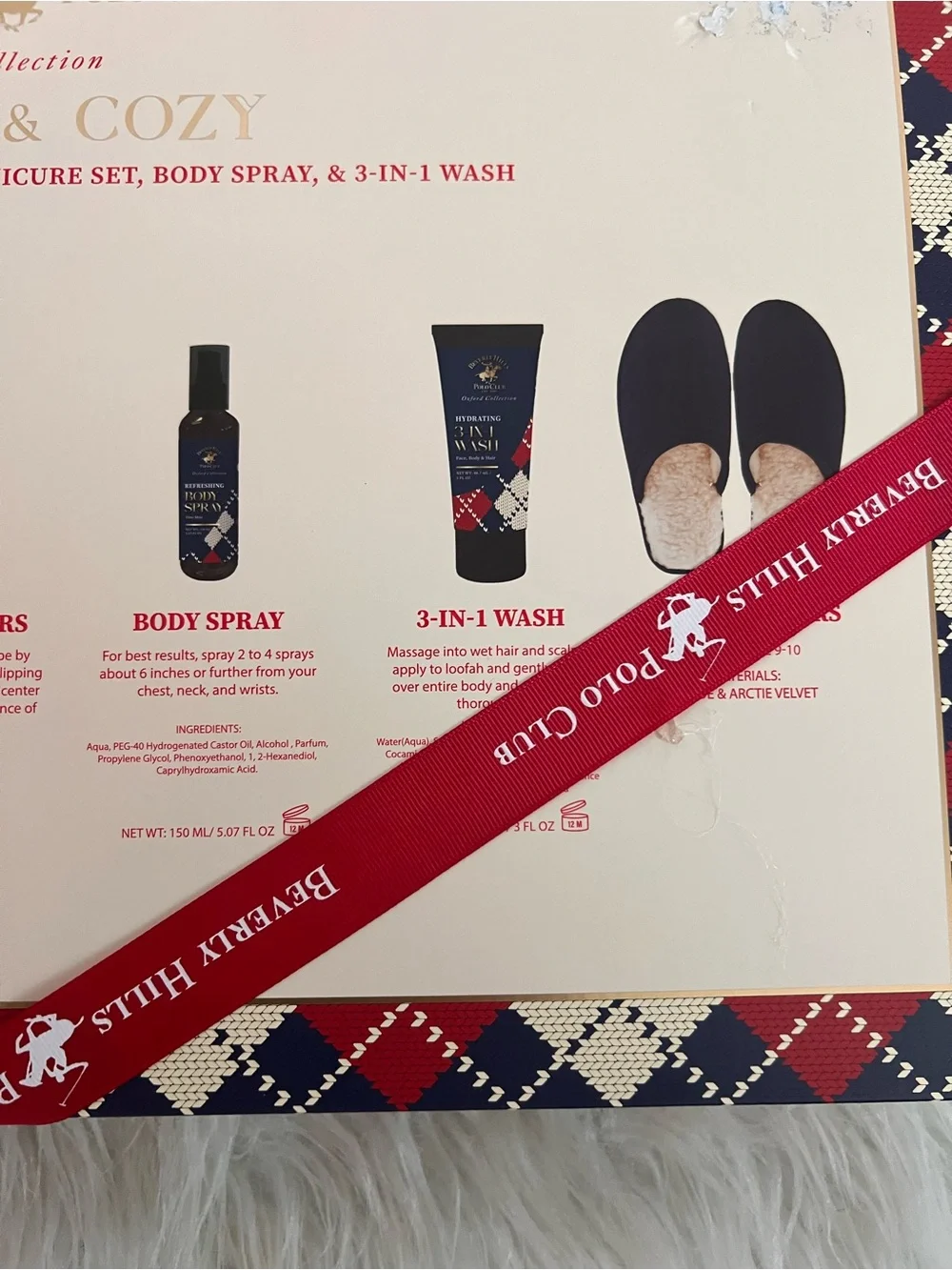 NEW- Beverly Hills Polo Club Navy Gift Set with Red Ribbon